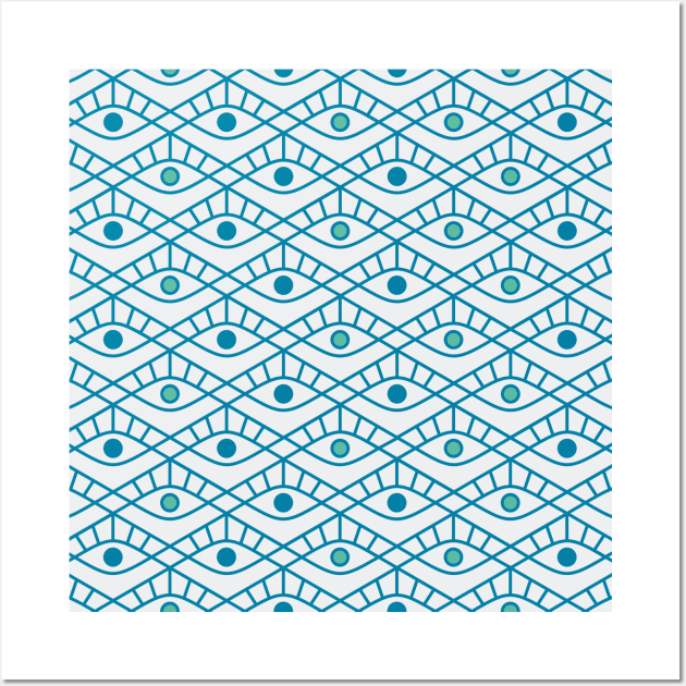 Trippy Eye Pattern (natural white and blue) Wall Art by lents